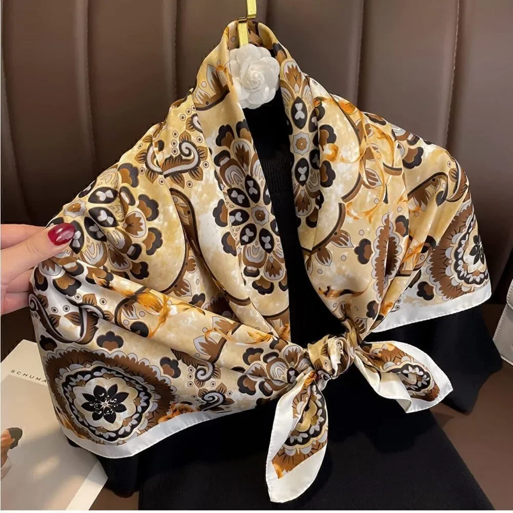 Brown Circles Silky Scarf